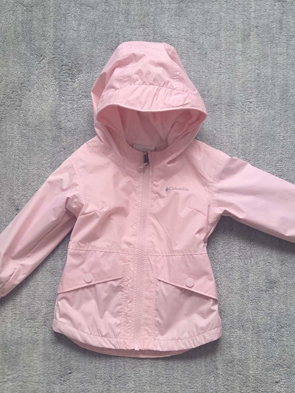 Columbia Girls Light Pink Hooded Raincoat Fleece Lined